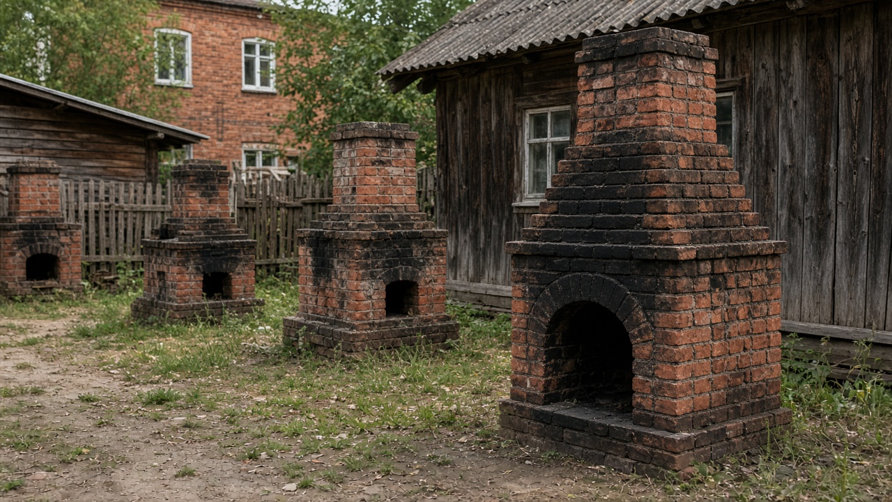 Двор, в котором стоят снятые печи